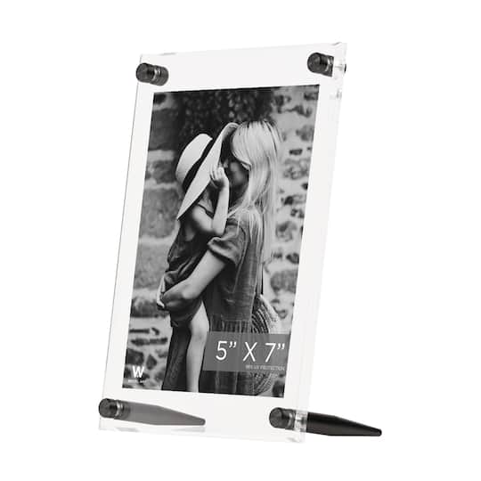 Wexel Art Clear Acrylic Tabletop Floating Picture Frame with Graphite Hardware